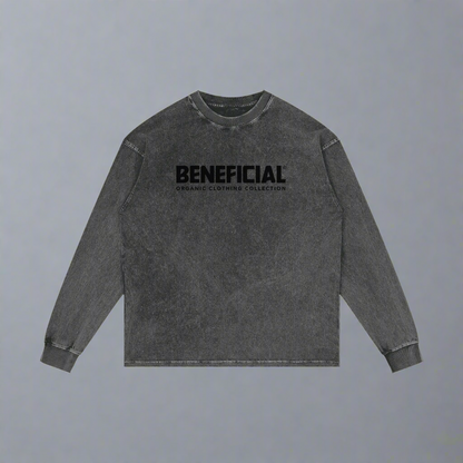 Beneficial Gray Washed Oversize Long Sleeve T-Shirt