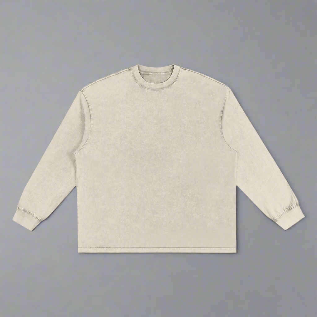 Apricot Washed Oversize Long Sleeve T-Shirt - 100% Pure Cotton