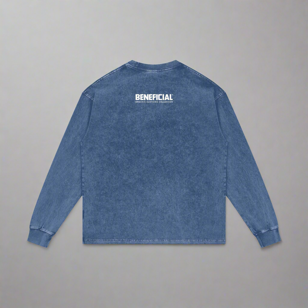 Beneficial Blue Washed Oversize Long Sleeve T-Shirt