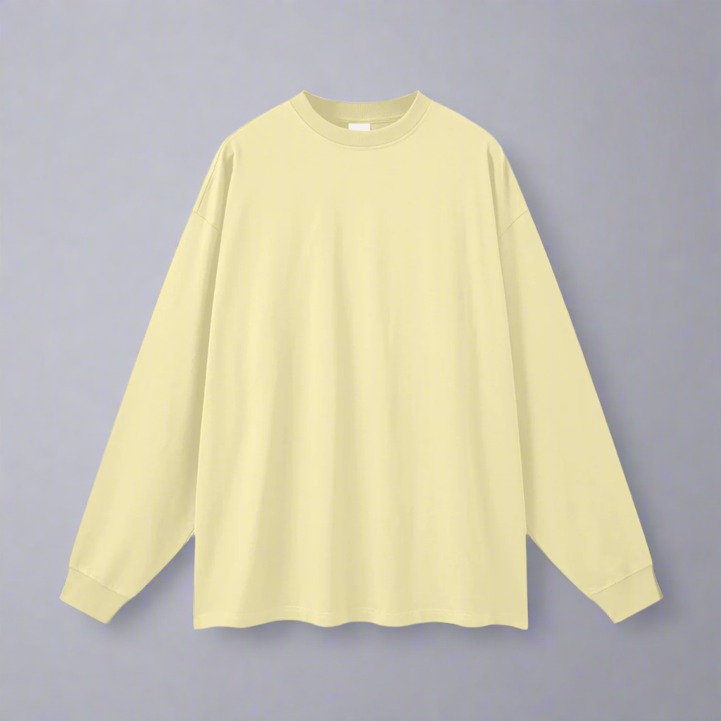 Yellow Long Sleeve Tee - 100% Pure Cotton