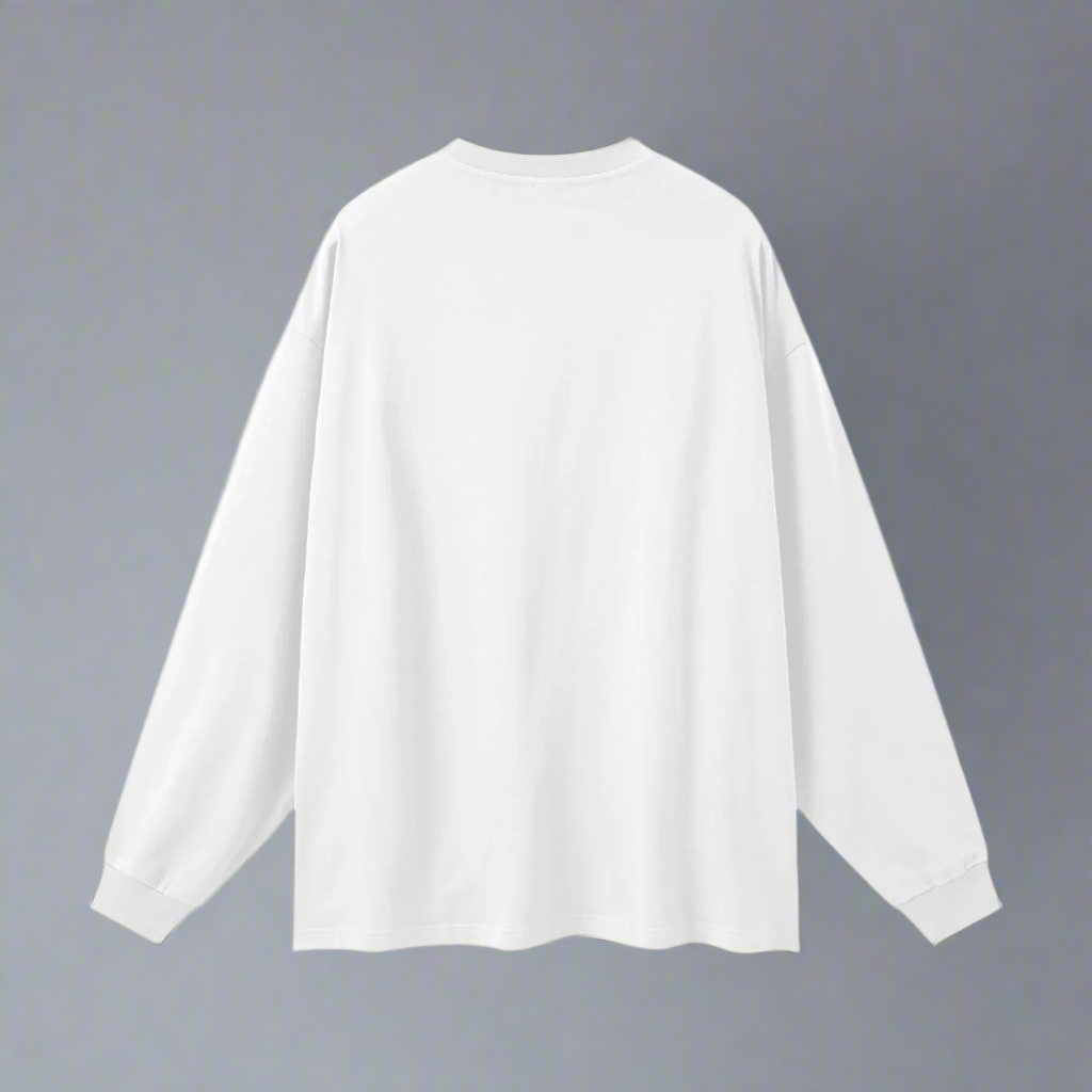 White Long Sleeve Tee - 100% Pure Cotton