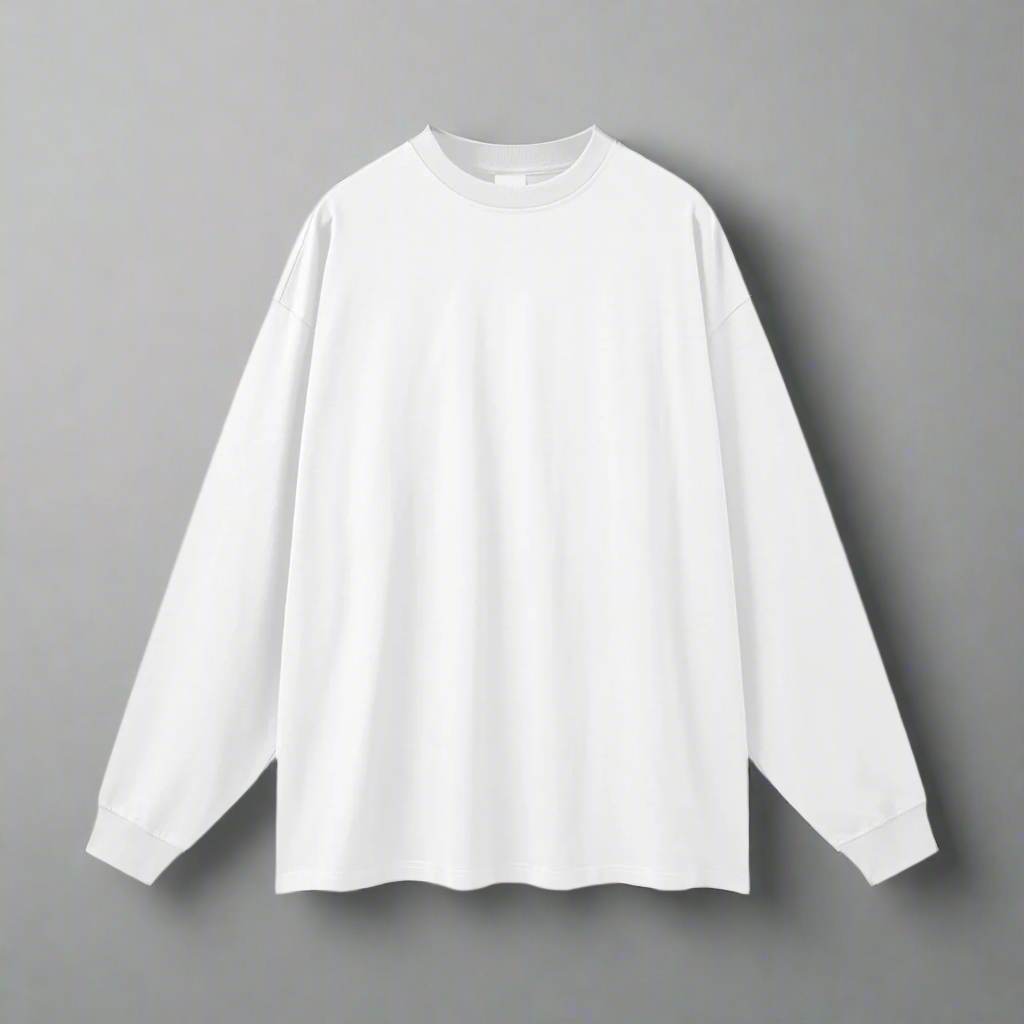 White Long Sleeve Tee - 100% Pure Cotton