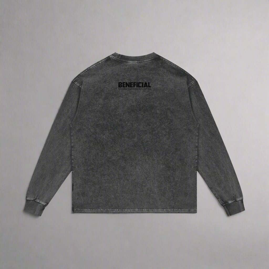 Beneficial Gray Washed Oversize Long Sleeve T-Shirt