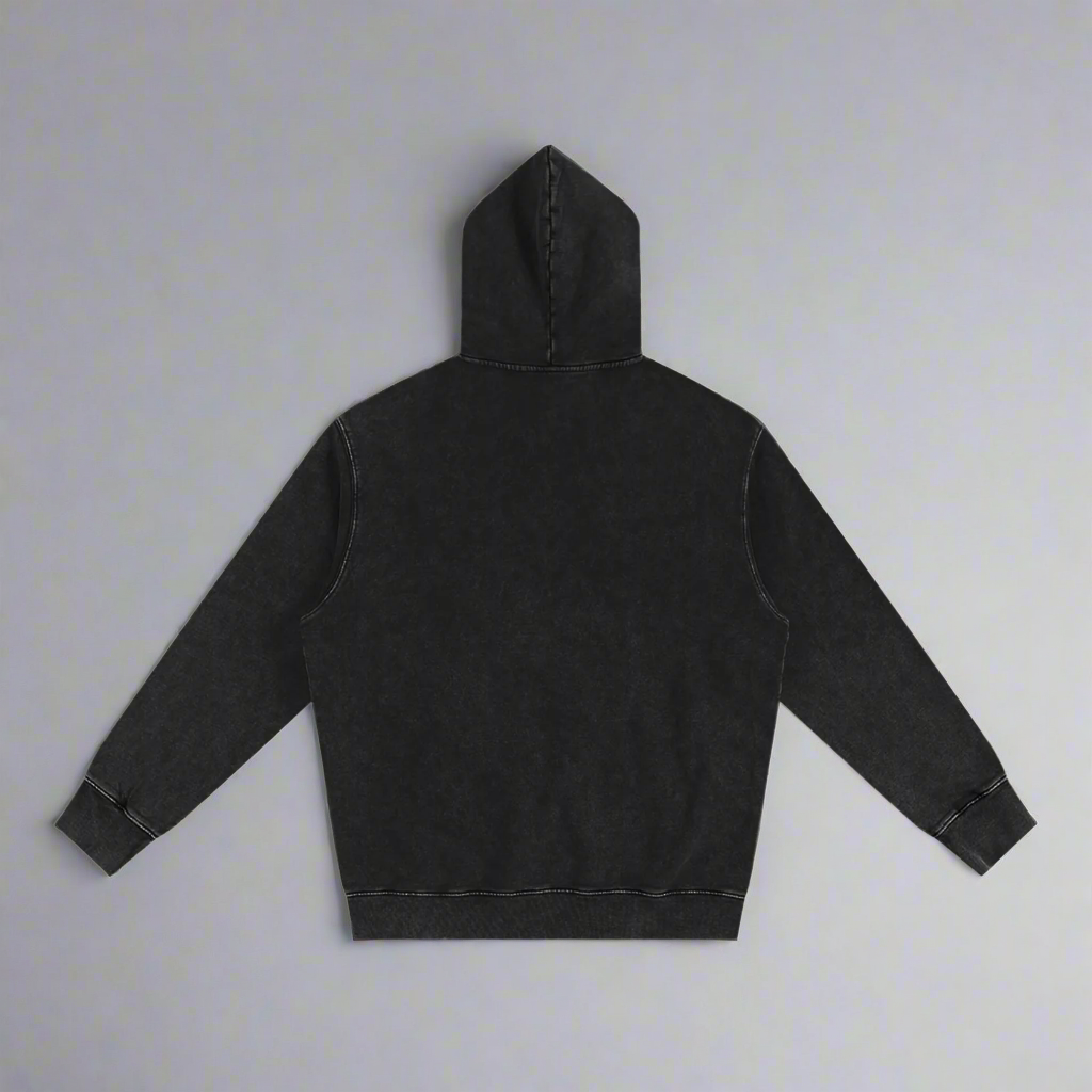 Black Heavyweight Pure Cotton Washed Hoodie