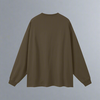 Brown Long Sleeve Tee - 100% Pure Cotton