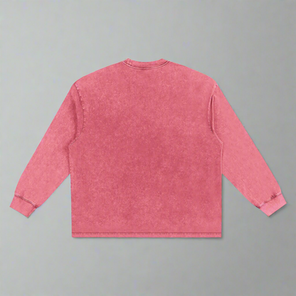 Pink Washed Oversize Long Sleeve T-Shirt - 100% Pure Cotton