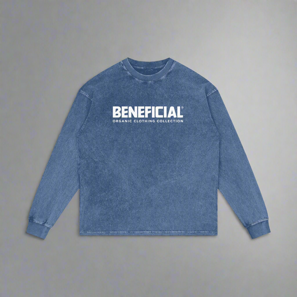 Beneficial Blue Washed Oversize Long Sleeve T-Shirt