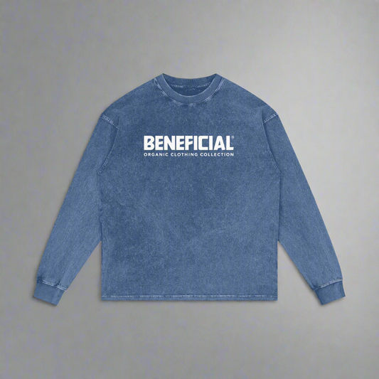 Beneficial Blue Washed Oversize Long Sleeve T-Shirt