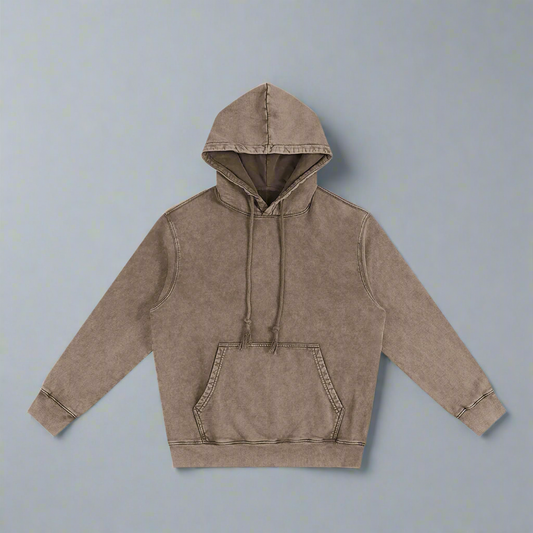 Stone Gray Heavyweight Pure Cotton Washed Hoodie