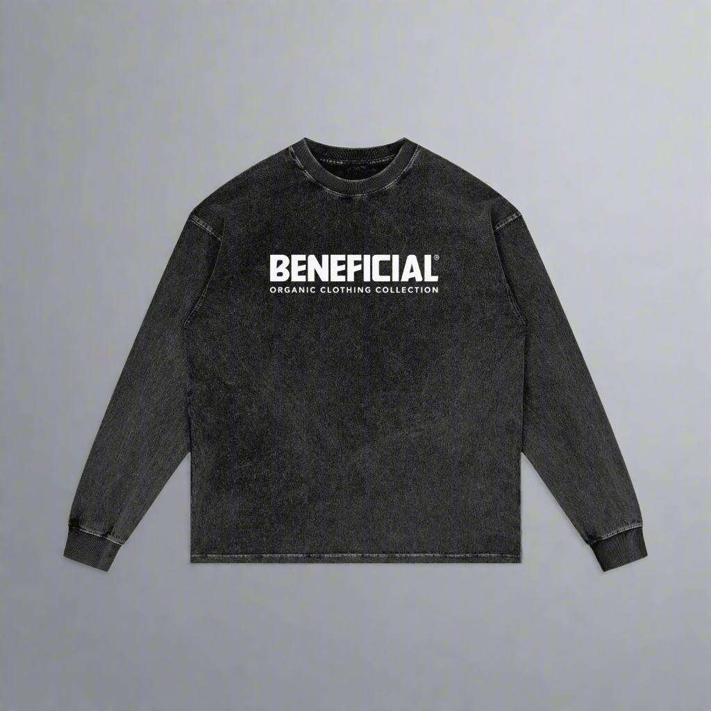 Beneficial Black Washed Oversize Long Sleeve T-Shirt