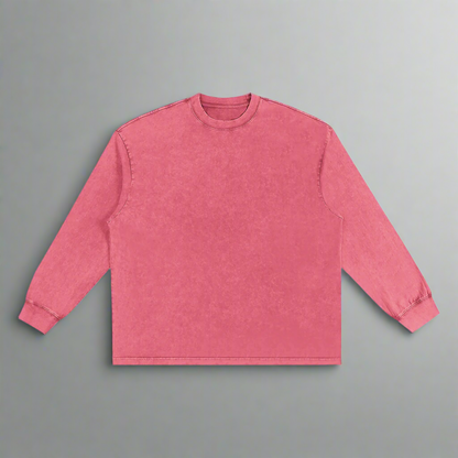 Pink Washed Oversize Long Sleeve T-Shirt - 100% Pure Cotton