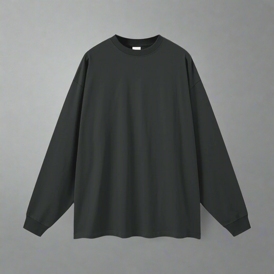 Gray Long Sleeve Tee - 100% Pure Cotton