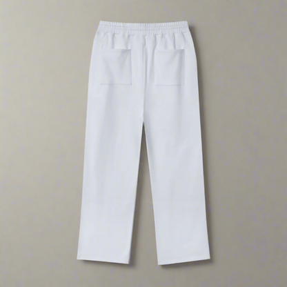 White Fleece Straight-Leg Joggers - 100% Pure Cotton